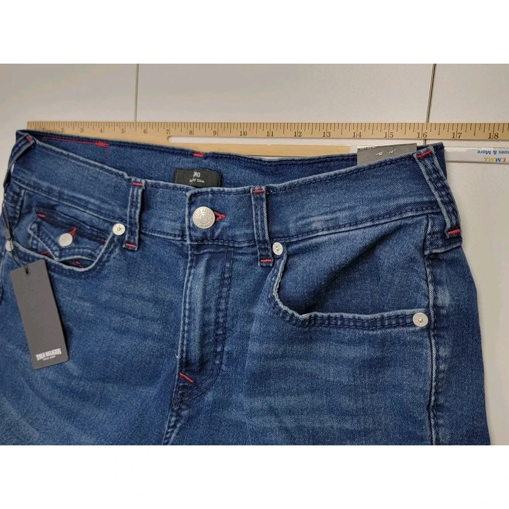 True Religion Mens Geno Relaxed Slim Fit Straight Leg Flap Pocket Size 34/30 New